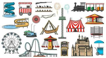 amusement park en kermis carnaval attracties vector