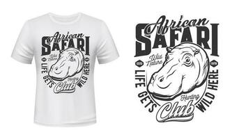t-shirt afdrukken met nijlpaard mascotte voor Afrikaanse safari vector