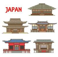 Japan gebouwen architectuur, Japans tempels vector