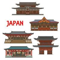 Japans tempels, heiligdommen, Japan pagode huizen vector