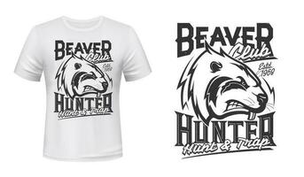 bever afdrukken t-shirt model, jacht- club vector