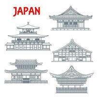 Japan tempels, Japans gebouwen heiligdommen in Kyoto vector
