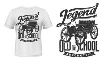 wijnoogst auto t-shirt afdrukken model, retro auto- vector