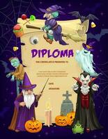 kinderen diploma met halloween vector tekens