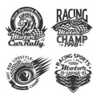 racing sport en auto rally t-shirt afdrukken mockups vector