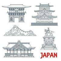 Japan reizen oriëntatiepunten, Japans tempels, kastelen vector