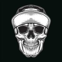 donker kunst schedel gangster tatoeëren wijnoogst gangsta kleding hand- tekening stijl illustratie vector
