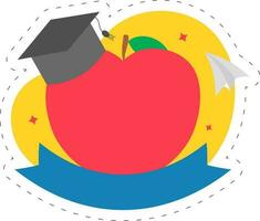 appel met diploma uitreiking pet icoon vector