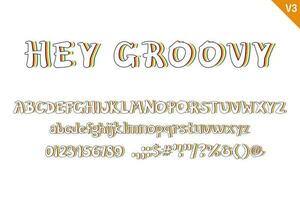 handgemaakt Hallo groovy brieven. kleur creatief kunst typografisch ontwerp vector