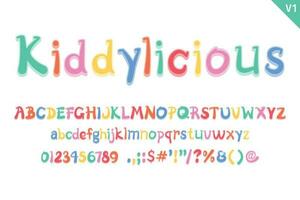 handgemaakt kinderachtig brieven. kleur creatief kunst typografisch ontwerp vector