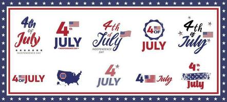 4e van juli. Verenigde staten onafhankelijkheid dag ontwerp. Verenigde Staten van Amerika land Amerikaans federaal patriottisch vakantie ontwerpen voor groet kaarten of spandoeken. vector
