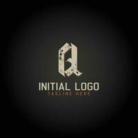 logo van q alfabet eerste gotisch stijl icoon ontwerp vector