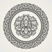 lotus bloem mandala patroon met traditioneel ornament grens. geschikt voor henna, tatoeages, foto's, kleur boeken. Islam, hindoe, boeddha, Indië, Pakistan, Chinese, Arabisch vector