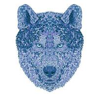 wolf of grijs wolf hoofd voorkant visie pointillist impressionist knal kunst stijl vector