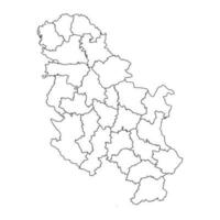 Servië kaart met administratief districten zonder kosovo. vector illustratie.