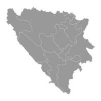 Bosnië en herzegovina grijs kaart met administratief districten. vector illustratie.