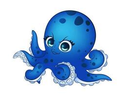 helder en kleurrijk tekenfilm Octopus. kinderen vector illustratie. levendig en levendig vector illustratie van een schattig en vriendelijk Octopus karakter, perfect voor kinderen ontwerpen.