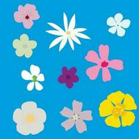 reeks van verschillend bloemen, wit, roze, geel bloemen. bloeiend bloemen, kruiden, patroon vector