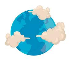 wereld kaart en wolken icoon geïsoleerd vector