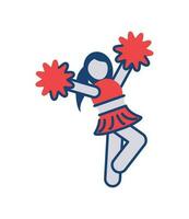 cheerleader meisje karakter icoon geïsoleerd vector