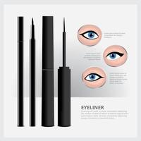 eyelinerverpakking met soorten oogmake-up vector