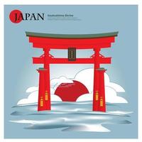itsukushima-heiligdom japan oriëntatiepunt en reisaantrekkelijkheden vectorillustratie vector