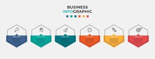 vector infographic ontwerpsjabloon bedrijf met pictogrammen en 6 zes opties of stappen kunnen worden gebruikt voor presentaties van processchema