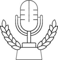 mic trofee kop icoon in zwart lijn kunst. vector