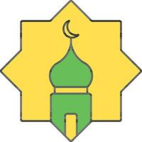 wrijven el hizb met moskee icoon in groen en geel kleur. vector