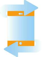 uitwisseling of overdracht in mobiel scherm blauw en oranje helling icoon. vector