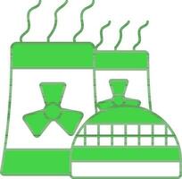 nucleair macht fabriek groen en wit icoon. vector