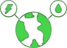 energie en water in aarde groen en wit icoon. vector