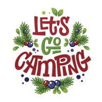 camping thema belettering zin laten we gaan kamperen vector