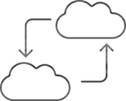 wolk overdracht of uitwisseling icoon in lineair stijl. vector