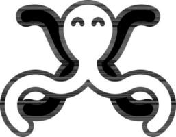 Octopus icoon in zwart en wit kleur. vector
