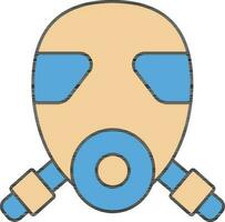 gasmasker of gas- masker icoon in blauw en oranje kleur. vector