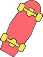 skateboard icoon in rood en geel kleur. vector