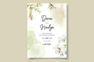 elegant bruiloft uitnodiging met mooi waterverf bloemen vector