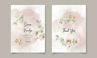 elegant bruiloft uitnodiging met mooi waterverf bloemen vector