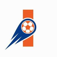 brief ik Amerikaans voetbal logo concept met in beweging Amerikaans voetbal icoon. voetbal logo sjabloon vector