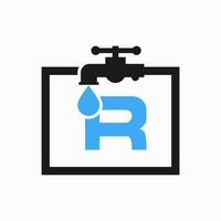 brief r loodgieter logo ontwerp. loodgieter water logo sjabloon vector