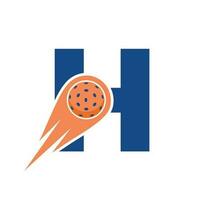 eerste brief h augurk logo concept met in beweging augurk symbool. augurk bal logotype vector sjabloon