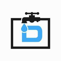 brief d loodgieter logo ontwerp. loodgieter water logo sjabloon vector