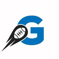eerste brief g rugby logo, Amerikaans Amerikaans voetbal symbool combineren met rugby bal icoon voor Amerikaans voetbal logo ontwerp vector