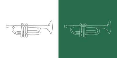 trompet lijn tekening tekenfilm stijl. messing instrument trompet clip art tekening in lineair stijl geïsoleerd Aan wit en schoolbord achtergrond. musical wind instrument clip art concept, vector ontwerp