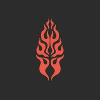 rood vlam symbool logo Aan zwart achtergrond. tribal sticker stencil tatoeëren ontwerp. vlak vector illustratie.