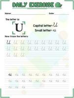 cursief alfabet brief traceren praktijk en handschrift oefening voor primair en kleuterschool school- kinderen vector