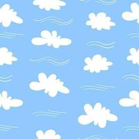gemakkelijk wolk patroon met blauw en wit kleur in vlak stijl. naadloos patroon achtergrond geschikt voor afdrukken en decoratief behoeften vector