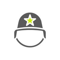 helm icoon solide grijs levendig groen kleur leger symbool perfect. vector
