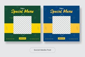 speciaal menu sociale media post sjabloon banner set vector